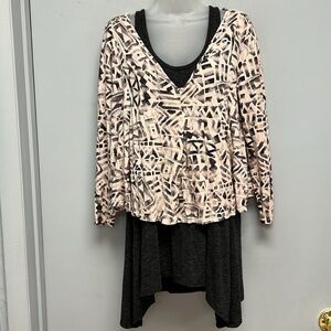 Plume & Thread 2 Piece Sleeveless Tunic / Coordinating Pullover Top Size Small